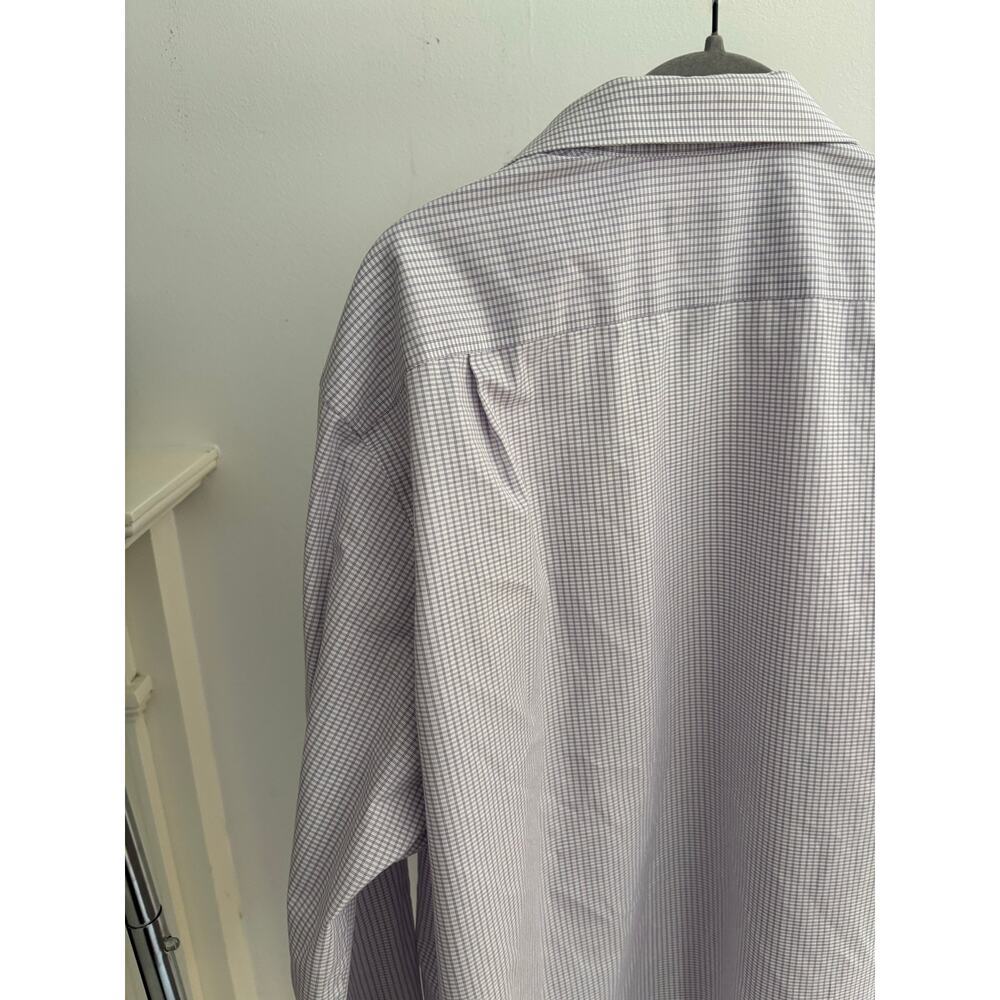 Calvin Klein Slim Fit Non Iron Dress Shirt Purple Check Button Up - Picture 8 of 9